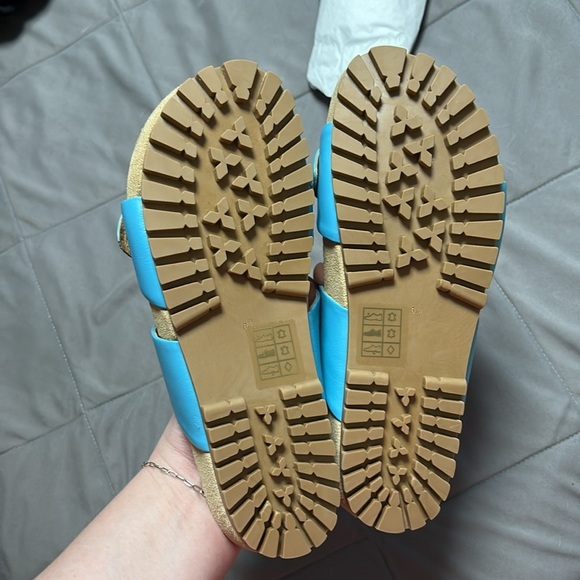 Jack Rogers Blue Turquoise Double Knotted Leather Comfort Sandals Size 6 NWOT - Picture 5 of 8